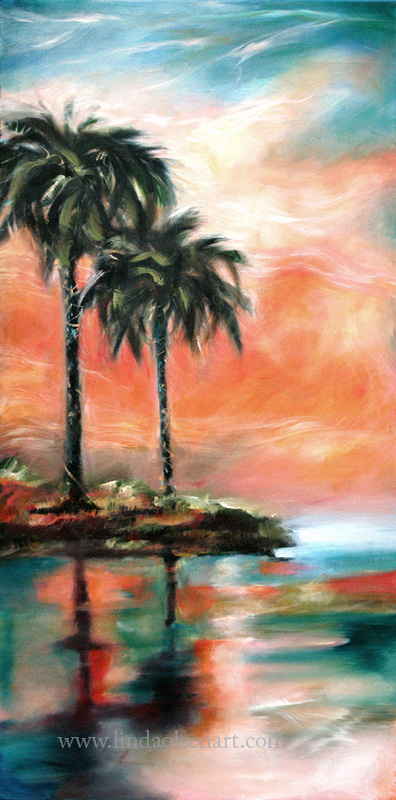 Palm reflection Sunset24x48